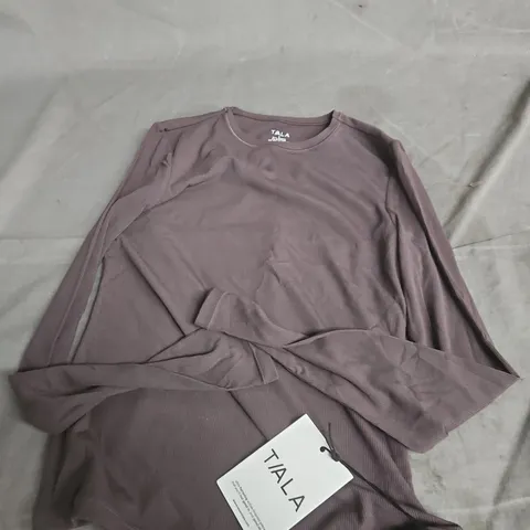 TALA SCULPTING LONG SLEEVE TOP – DEEP TAUPE, SIZE SMALL