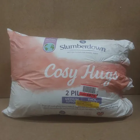 BAGGED SLUMBERDOWN COSY HUGS SUPPORT BACK SLEEPER MACHINE WASHABLE PILLOW - 2 PACK