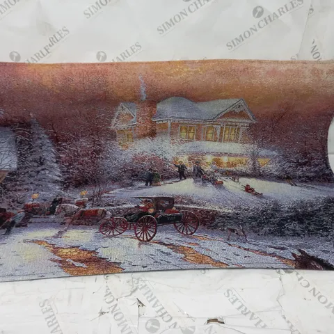 SNOWTIME VICTORIAN CHRISTMAS II FIBRE OPTIC HANGING WALL TAPESTRY - 92cm x 66cm COLLECTION ONLY