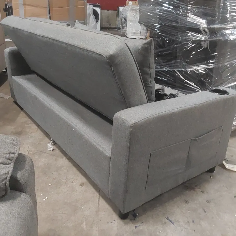 QUALITY DESIGNER 3 SEATER FABRIC UPHOLSTERED SOFA BED 