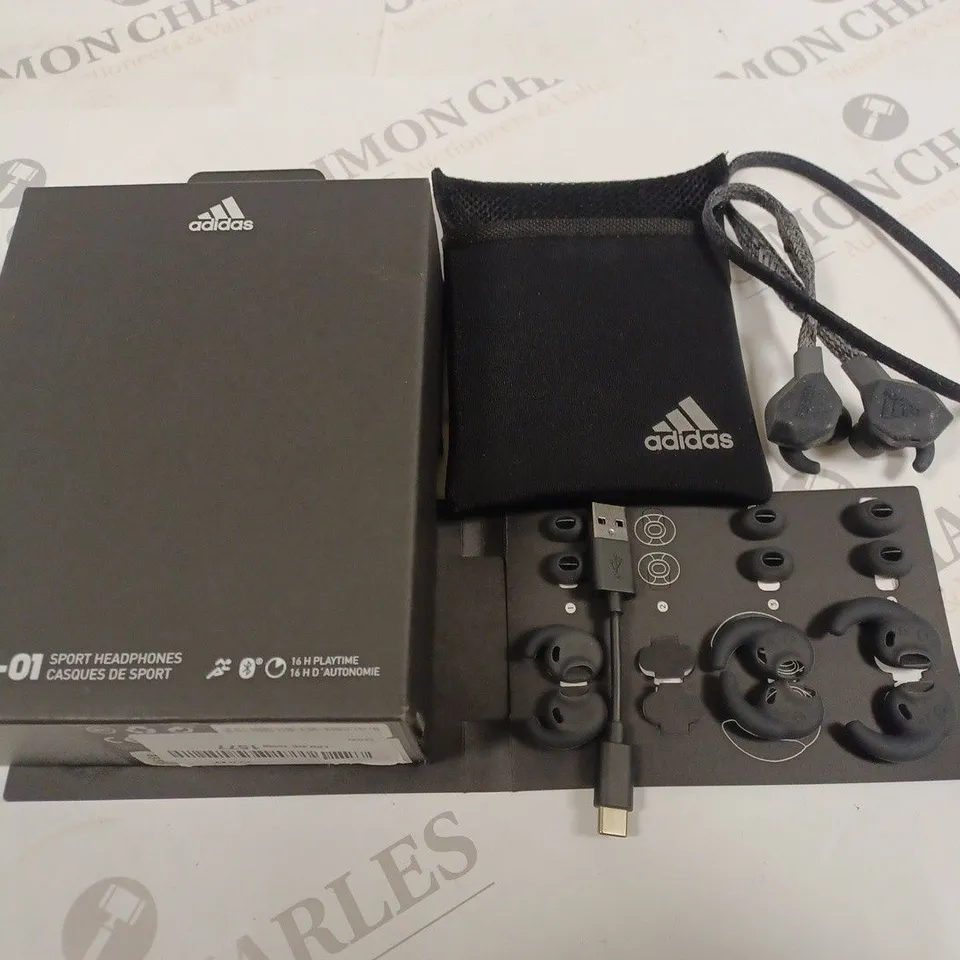 BOXED ADIDAS FWD-01 BLUETOOTH SPORT HEADPHONES - NIGHT GREY
