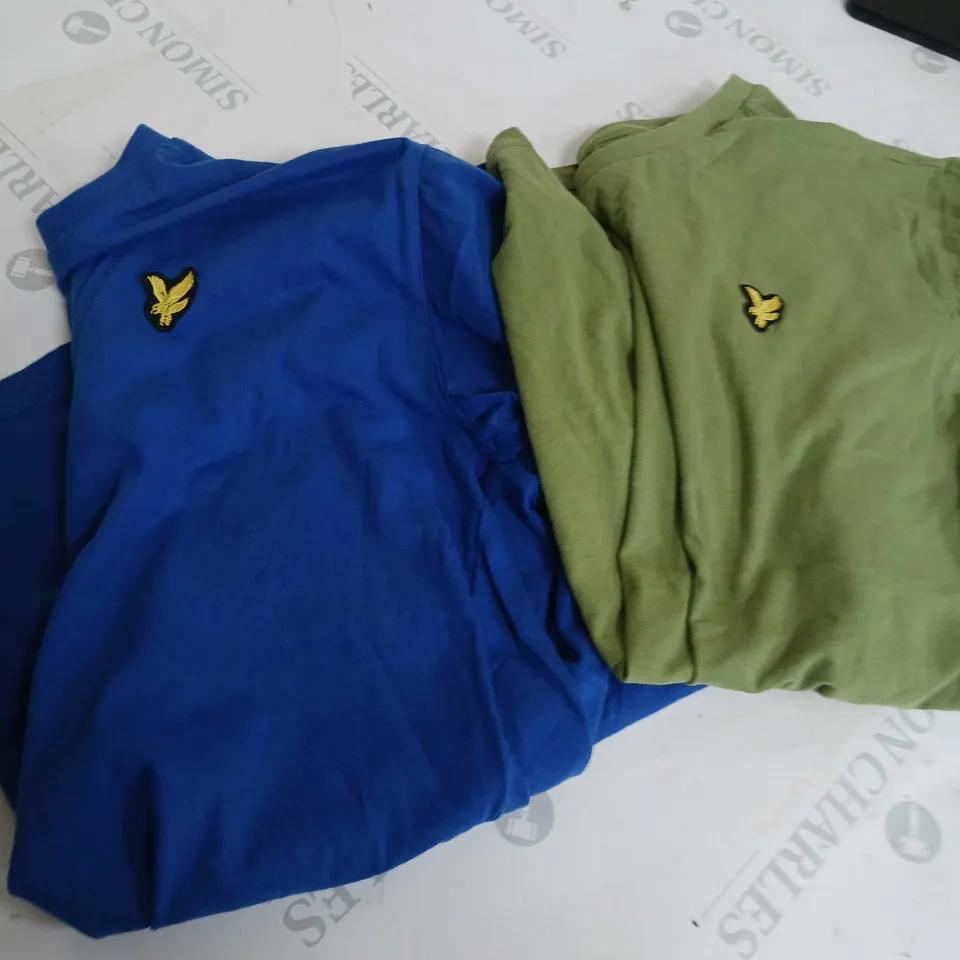 2 X LYLE&SCOTT T-SHIRT IN BLUE & GREEN - SIZE XL