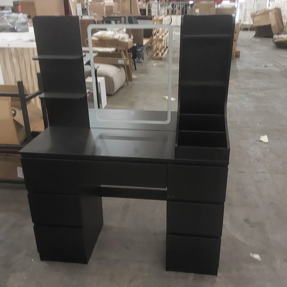 LED DRESSING TABLE 7 DRAWERS AND 7 STORAGE SHELVES DRESSING TABLE WITH MIRROR LARGE DESKTOP MAKEUP DESK