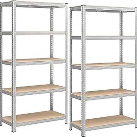 BOXED SONGMICS 5-TIER HEAVY-DUTY SHELVING UNITS, SET OF 2 - SILVER 
