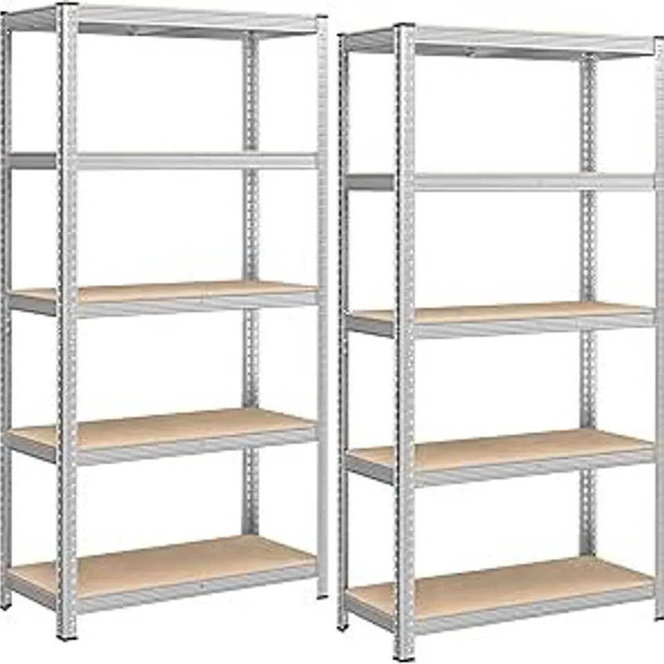 BOXED SONGMICS 5-TIER HEAVY-DUTY SHELVING UNITS, SET OF 2 - SILVER 