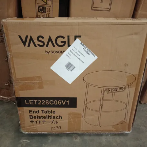 BOXED VASAGLE SIDE TABLE, ROUND END TABLE IN GREEN