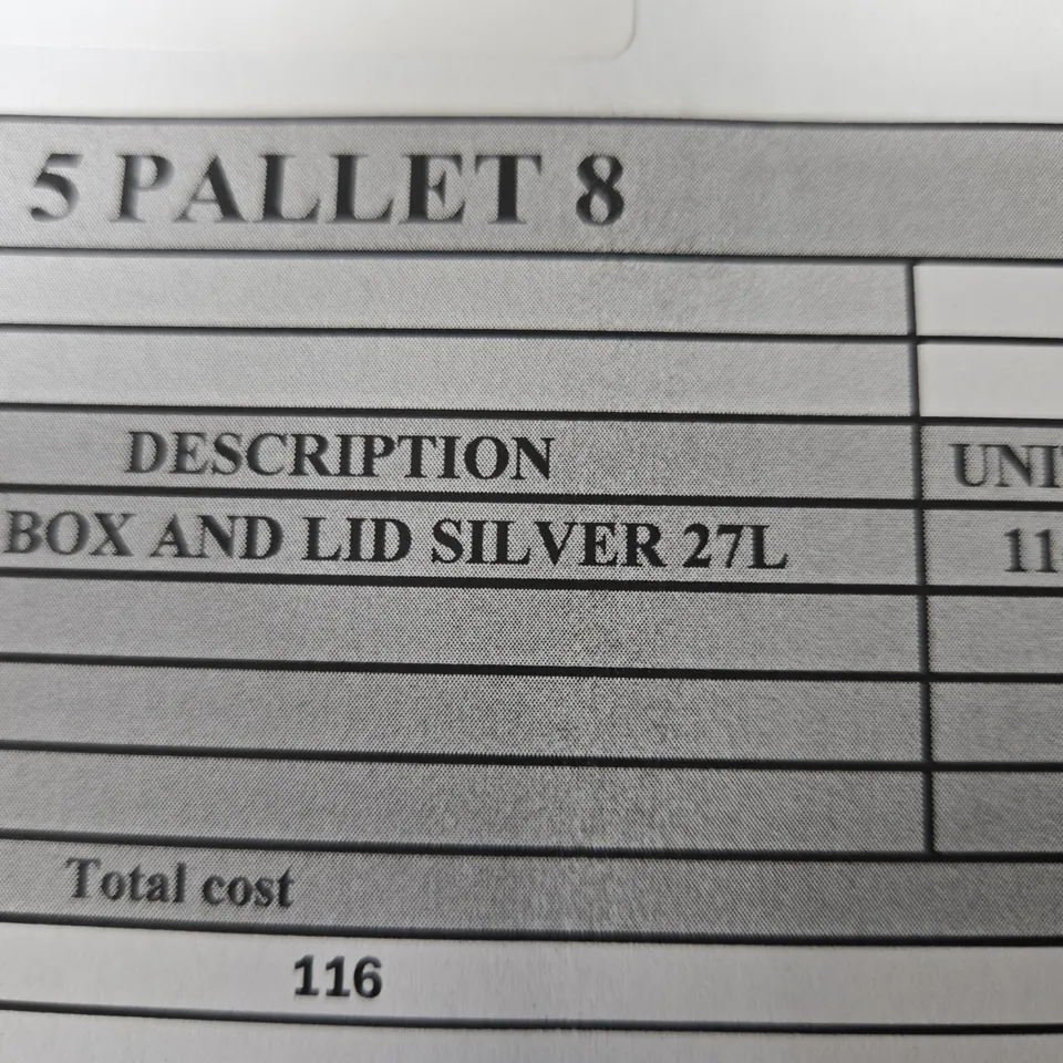 PALLET OF APPROXIMATELY 116 BRAND NEW 27 LITRE STORAGE BOXES WITH LIDS - COLLECTION ONLY 