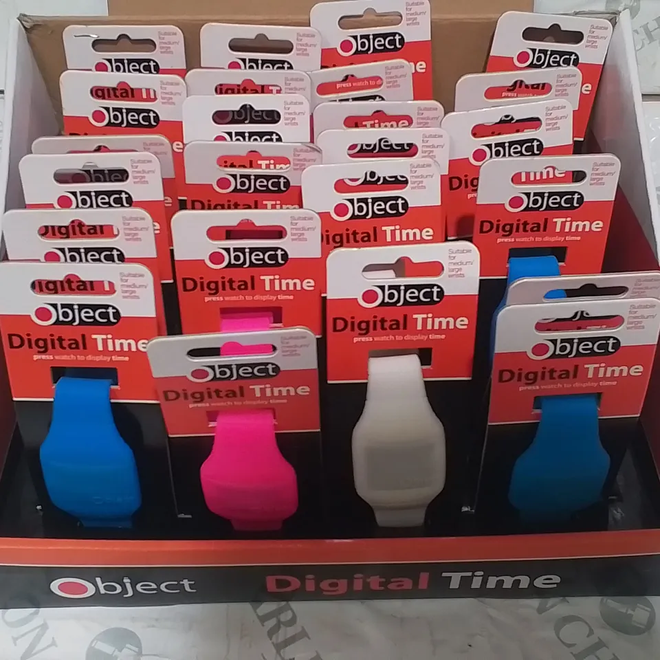 LOT OF APPROXIMATELY 24 OBJECT DIGITAL TIME WATCHES - VARIOUS COLOURS