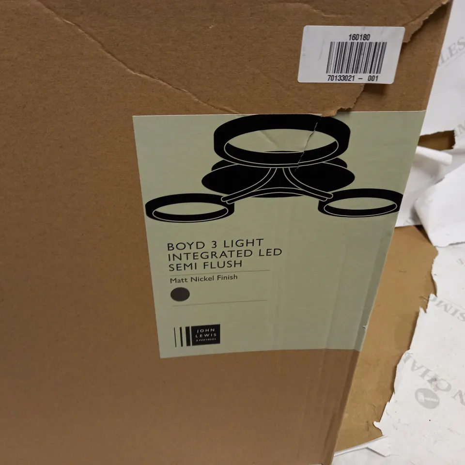 JOHN LEWIS BOYD 3 LIGHT INTERGRATED LED SEMI FLUSH 