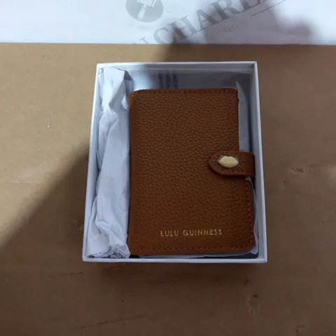 LULU GUINESS LONDON BROWN FAUX LEATHER CARD HOLDER