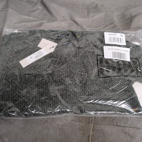 BAGGED ROMAN COTTON CURVED HEM IN KHAKI - SIZE 10