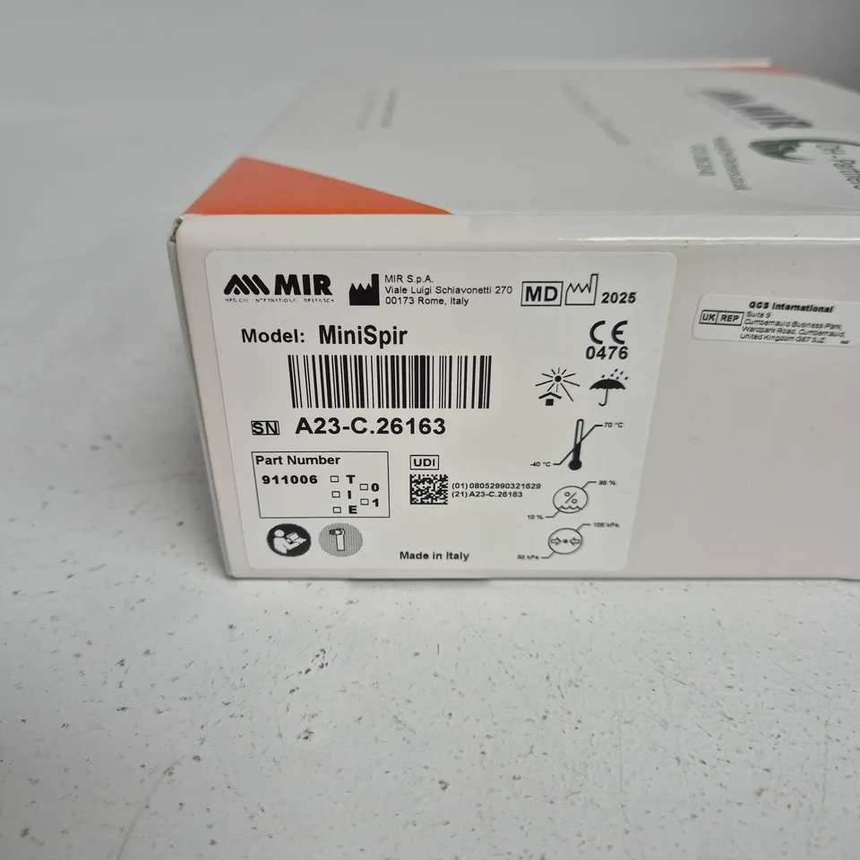 MIR MINISPIR SPIROMETRY DEVICE – BOXED, MADE IN ITALY