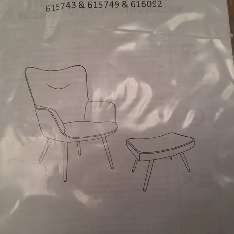 BOXED IVORY FABRIC ARMCHAIR & STOOL SET