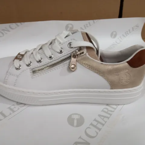 RIEKER SIDE ZIP WHITE TRAINERS SIZE 6.5