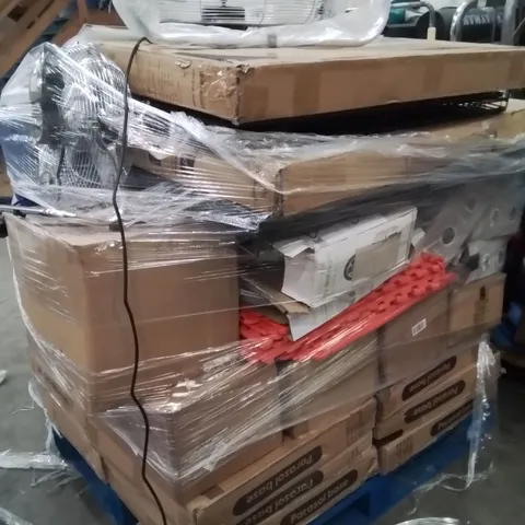 PALLET OF ASSORTED HOUSEHOLD GOODS AND PRODUCTS TO INCLUDE;PARASOL BASES,FAN,DOG CAGE,COOLER BOX