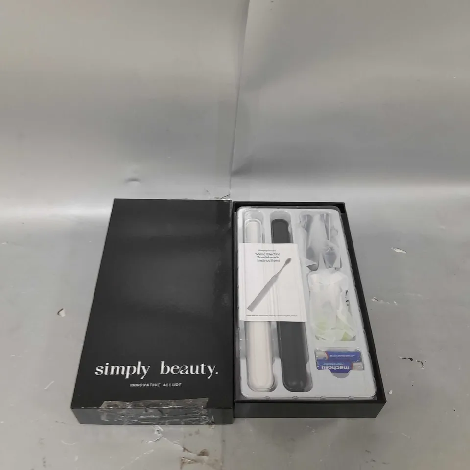 SIMPLY BEAUTY SIMPLY SMILE SONIC TOOTHBRUSH DUO WITH 4 BRUSH HEADS