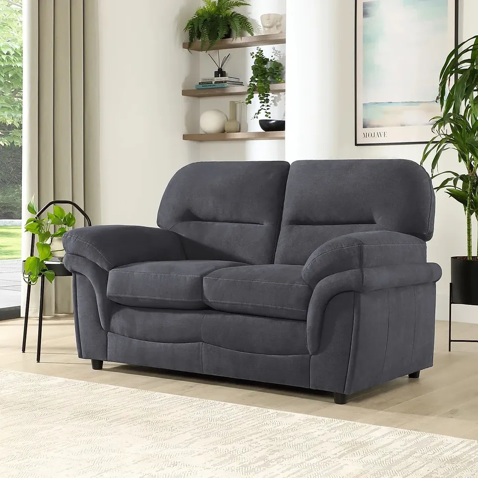 BOXED ANDERSON SLATE GREY PLUSH FABRIC 2 SEATER SOFA 