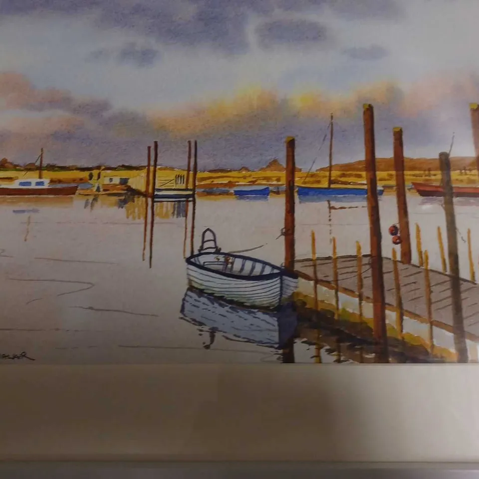 WALBERSWICK FERRY FRAMED ART BY IAN JAMES WALKER - 38X31CM