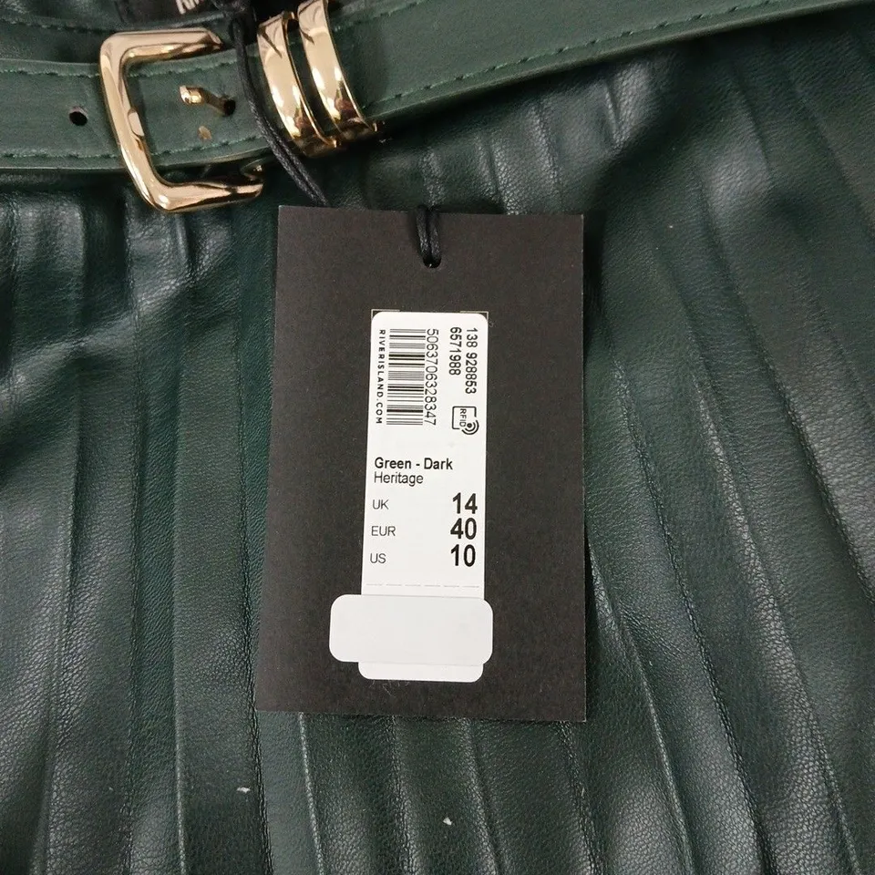 RIVER ISLAND STUDIOS SOMEWHERE TO GO GREEN DARK HERITAGE SKIRT – UK 14