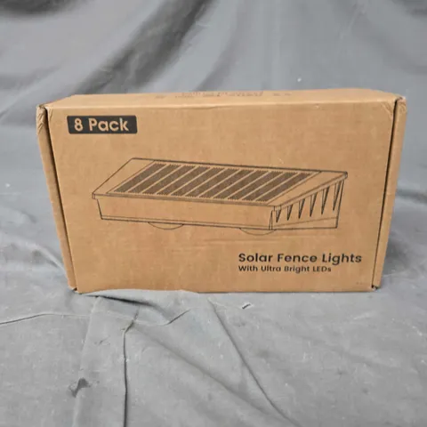 BOXED ULTRA BRIGHT LED SOLAR FENCE LIGHTS 8 PACK 