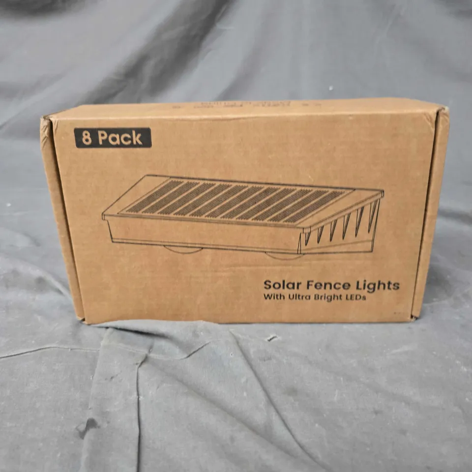 BOXED ULTRA BRIGHT LED SOLAR FENCE LIGHTS 8 PACK 