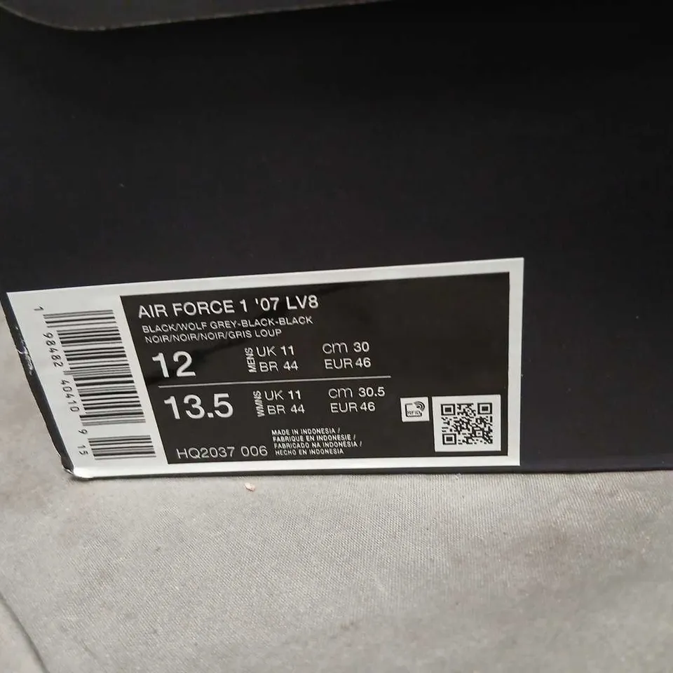 NIKE AIR FORCE 1 '07 LV8 SNEAKERS – BLACK/GREY, UK 11