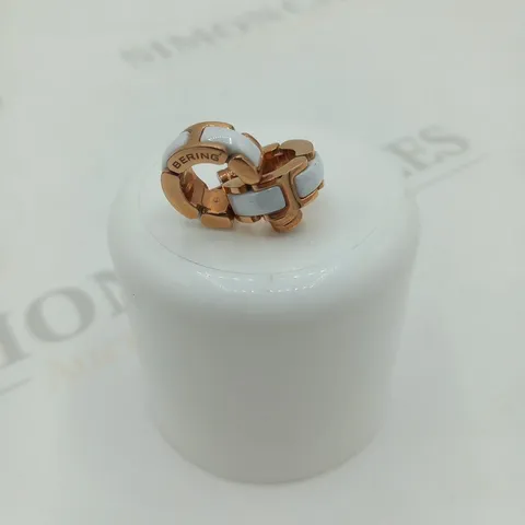 BERING WHITE CERAMIC HOOP EARRINGS