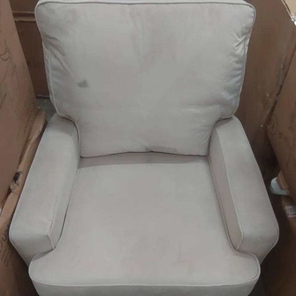 DESIGNER FABRIC UPHOLSTERED SWIVEL/ROCKING ARMCHAIR