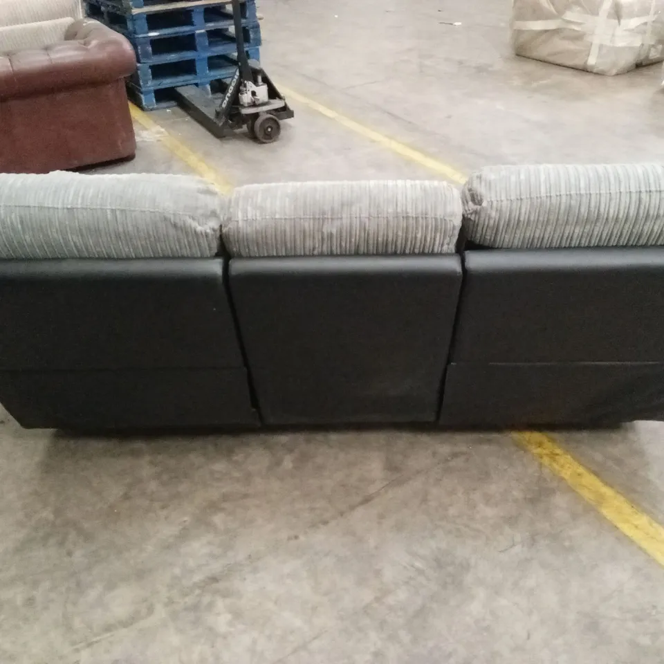 SIENNA FABRIC/FAUX LEATHER HIGH BACK 3 SEATER RECLINER SOFA RRP £849