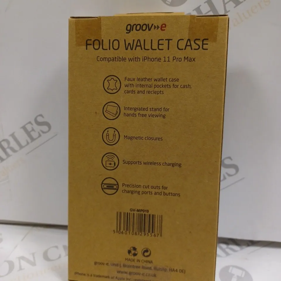 LOT OF APPROXIMATELY 50 GROOVE FOLIO WALLET CASES FOR IPHONE 11 PRO MAX - BLACK