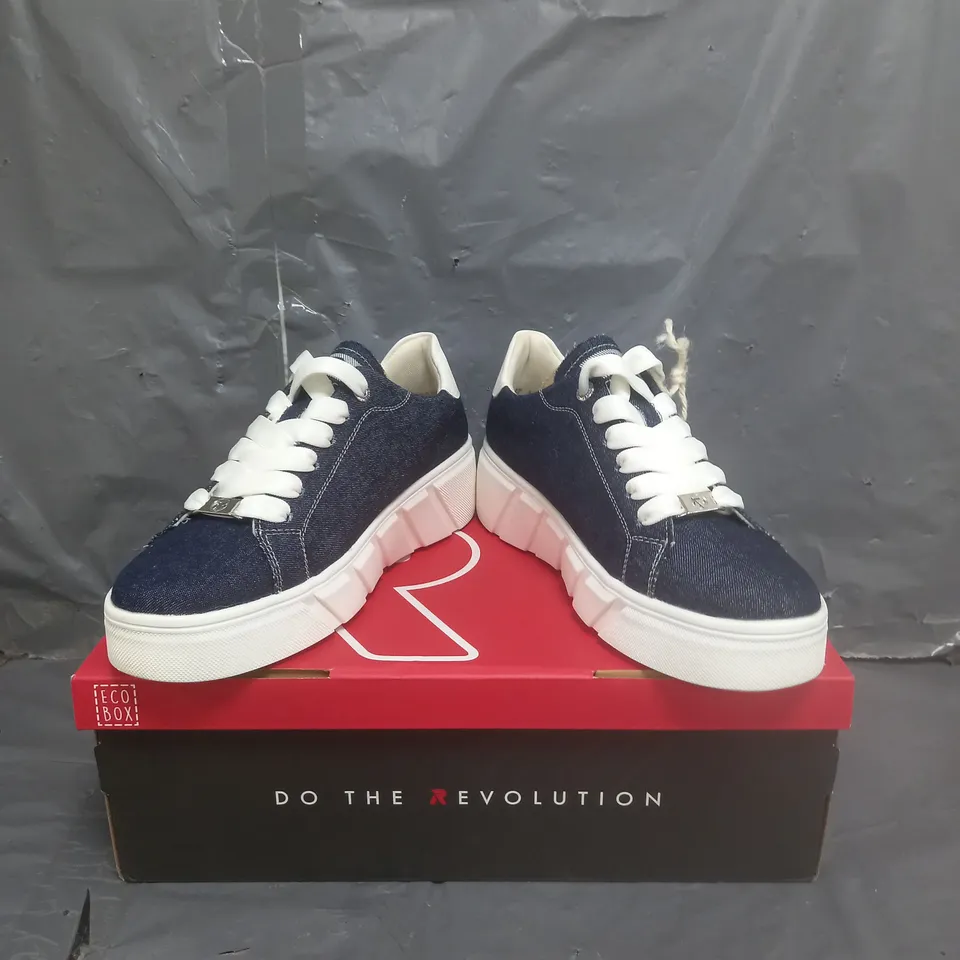 RIEKER CHUNKY PLATFORM TRAINERS DENIM BLUE SIZE 5