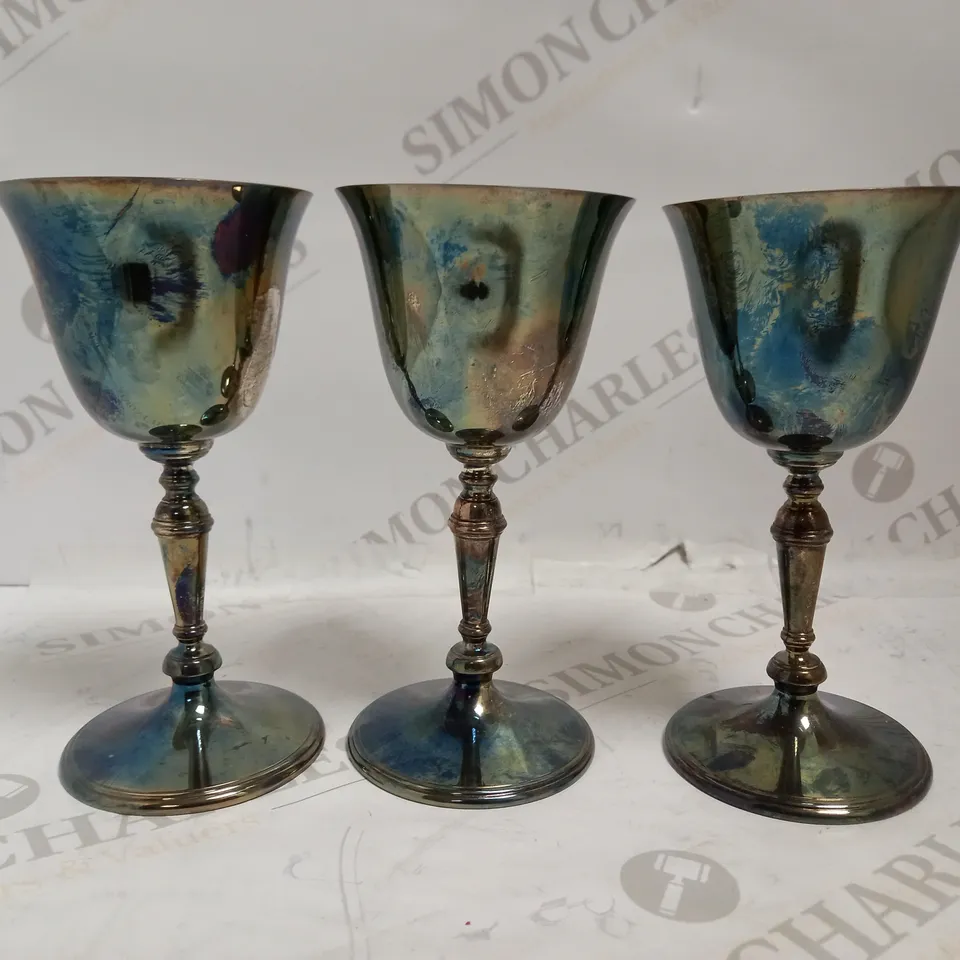 SET OF 3 SILVER WINE CUPS - POSSIBLY BURRAGE DAVENPORT