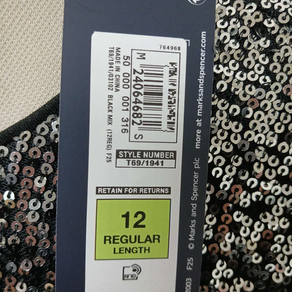 M&S COLLECTION SEQUINED DRESS SIZE 12 REGULAR