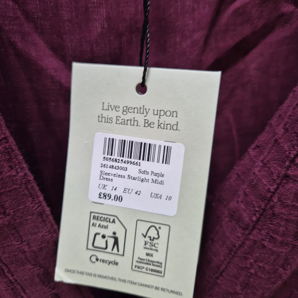 NOBODY'S CHILD SLEEVELESS STARLIGHT MIDI DRESS – SOFT PURPLE, UK 14