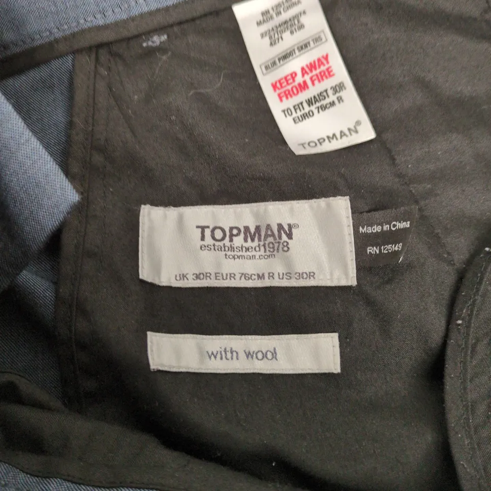 TOPMAN WOOL TROUSERS – UK 30R, DARK NAVY
