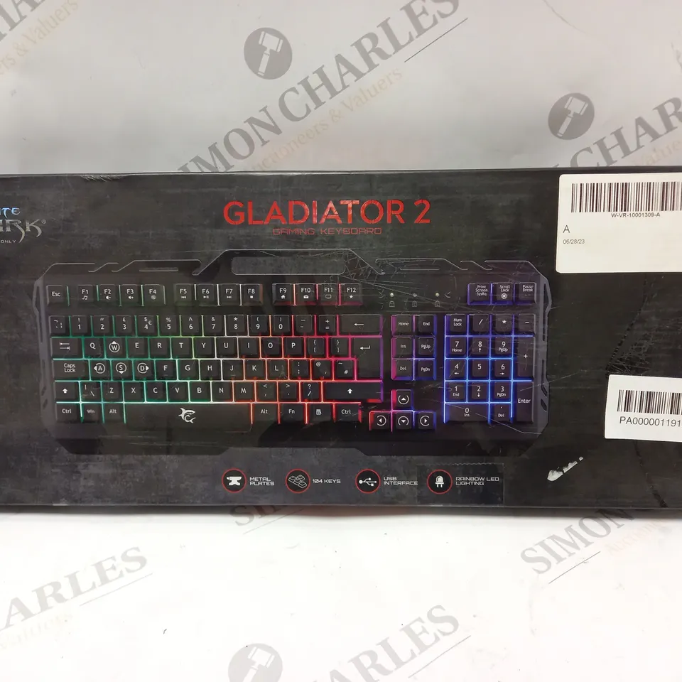 BOXED WHITE SHARK GLADIATOR 2 GAMING KEYBOARD