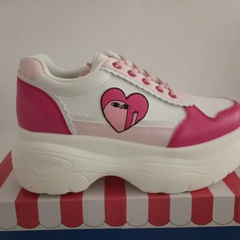 BOXED PAIR OF KETNIPZ X KOI PINK LOVEABLE ANTICS CHUNKY TRAINERS - US SIZE 9