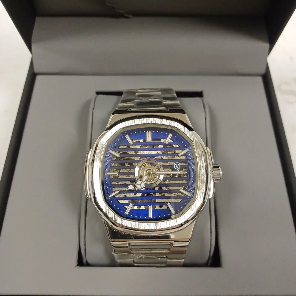 VONLANTHEN PART SKELETON BLUE CHRONOGRAPH BRACELET STRAP WRISTWATCH