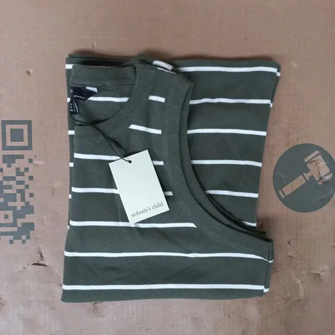 NOBODY'S CHILD STRIPED RACER VEST IN GREEN/WHITE SIZE UK LARGE