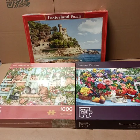 3 X 1000 PIECE PUZZLE SET: SUMMER FLOWERS, THE GREENHOUSE, LLORET DE MAR SPAIN 