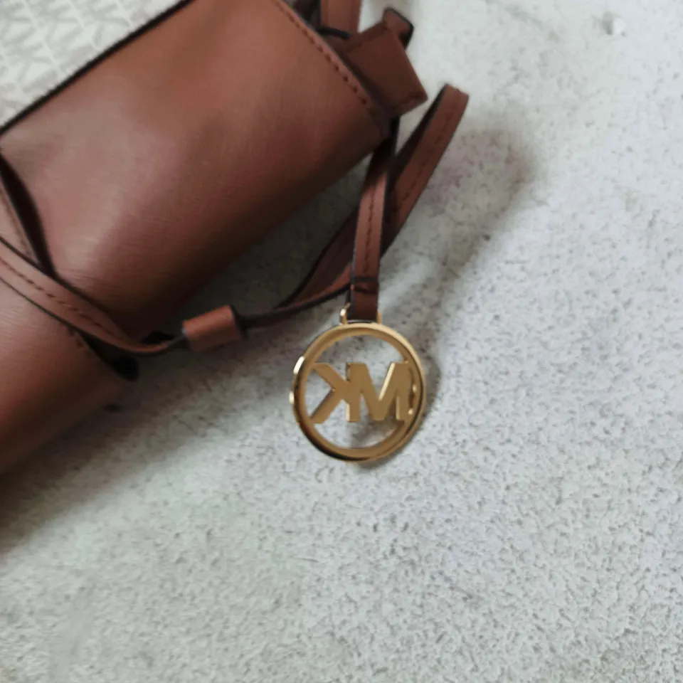 MICHAEL KORS MONOGRAM CANVAS & LEATHER SHOULDER BAG – BROWN