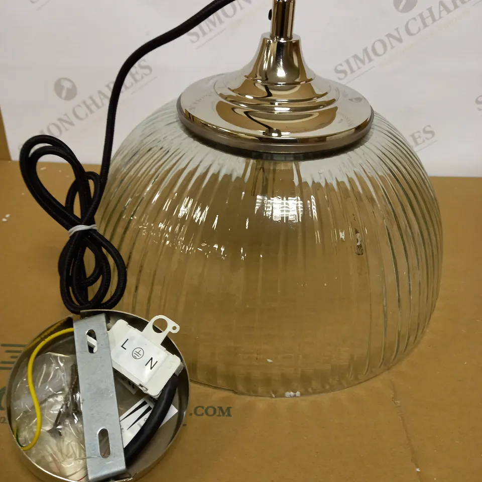 DAR LIGHTING YAMBOL PENDANT POLISHED NICKEL CLEAR GLASS LIGHT FIXTURE