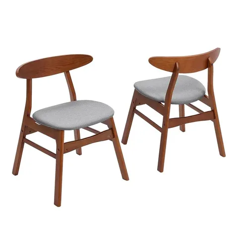 BOXED SET OF 2 LIVING AND HOME LINEN UPHOLSTERED WOODEN DINING CHAIR WITH CURVED BACKREST - GREY SEAT (1 BOX)