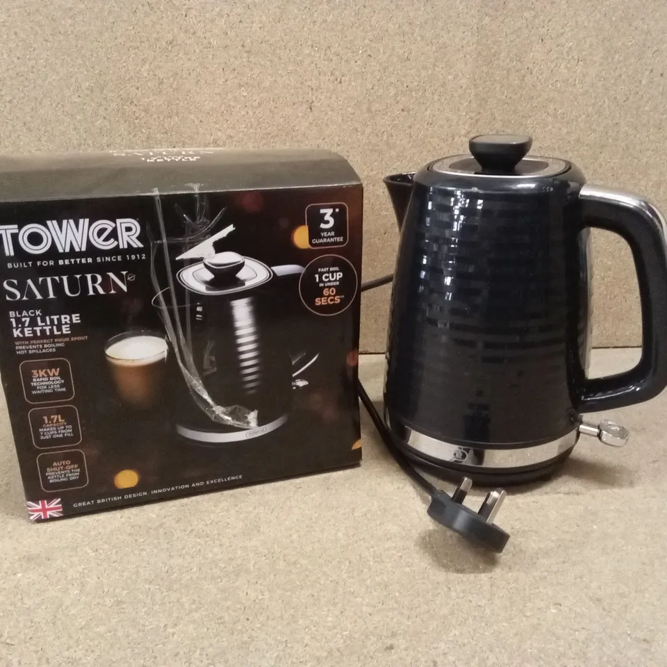 BOXED TOWER SATURN 1.7L KETTLE - BLACK