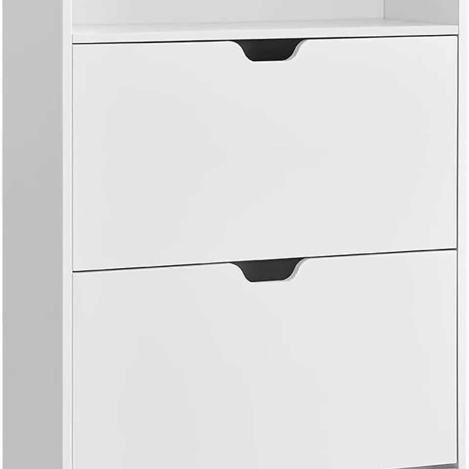 BOXED VASAGLE SHOE CABINET 2 FLIP DOORS, 3 TIER SHOE RACK - WHITE 
