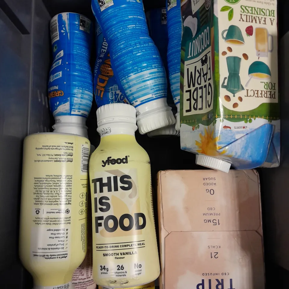APPROXIMATELY 10 ASSORTED DRINK PRODUCTS TO INCLUDE PROTEIN SHAKES, THIS IS FOOD DRINKS, COCONUT MILK ETC - COLLECTION ONLY 