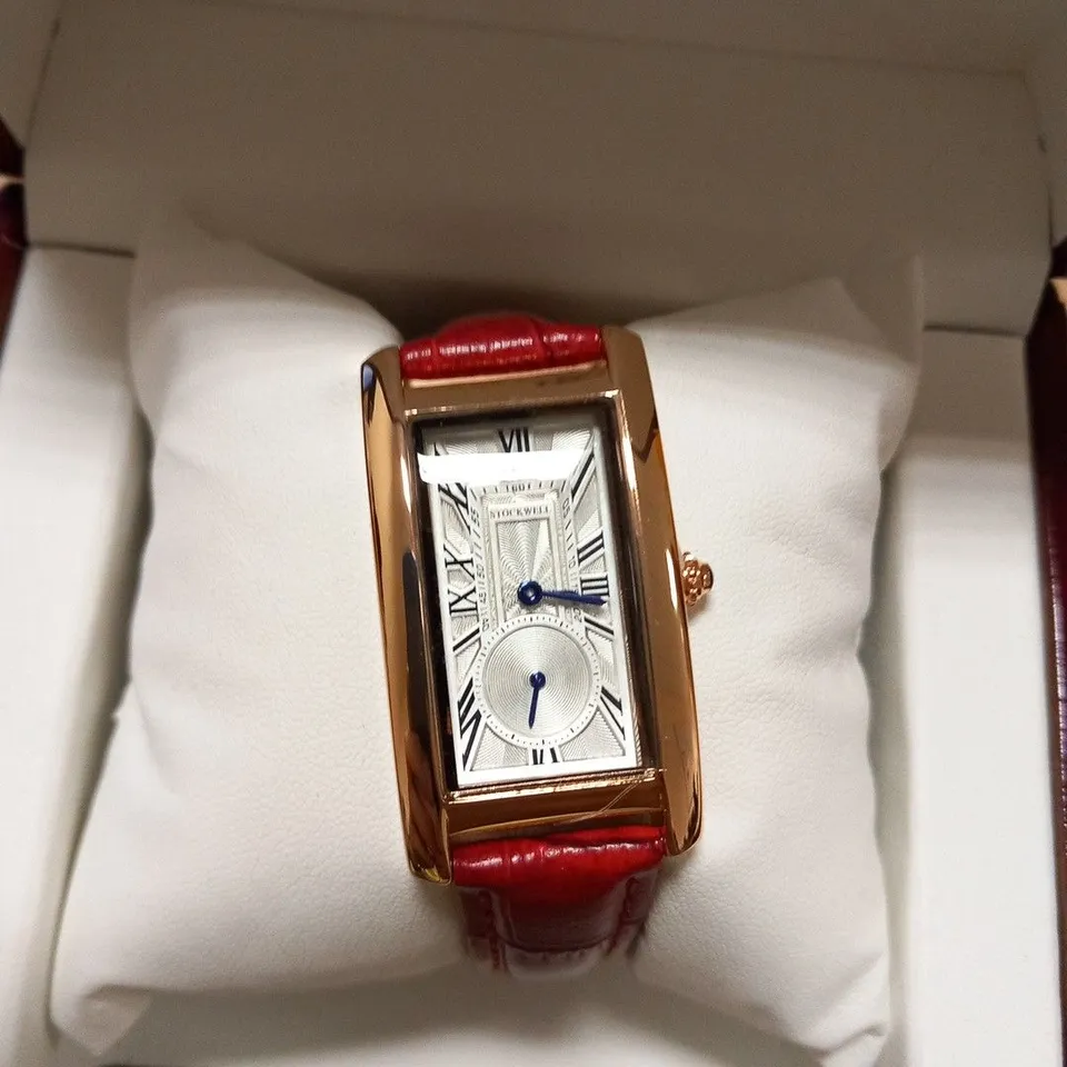 LADIES STOCKWELL WATCH – TEXTURED DIAL WITH SUB DIAL MINUTE HAND – LEATHER STRAP – GIFT BOX INCLUDED