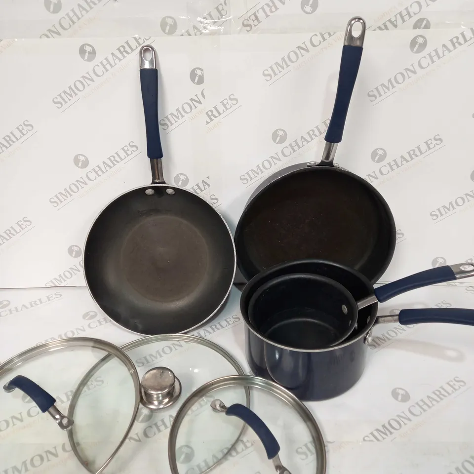 COOK'S ESSENTIALS NON-STICK METALLIC COOKWARE SET - MIDNIGHT BLUE