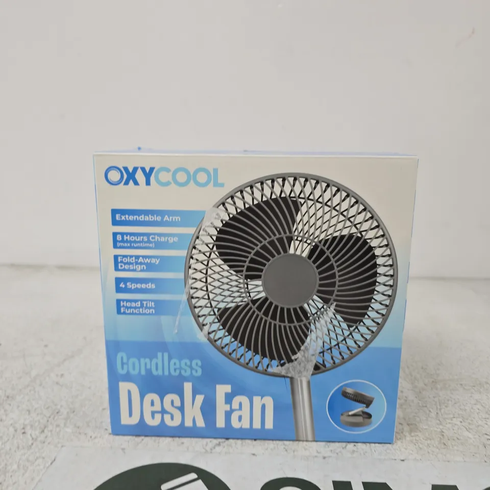 OXYCOOL CORDLESS DESK FAN – BOXED