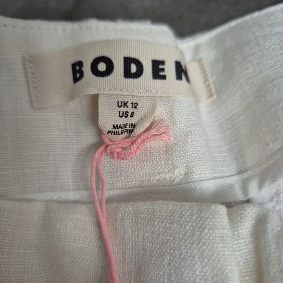 BODEN WOMEN'S LINEN SHORTS, IVORY, UK 12 (US 8)